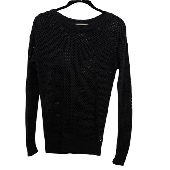 NWOT Michael Michael Kors navy blue open weave linen cotton long sleeve top - Picture 1 of 12